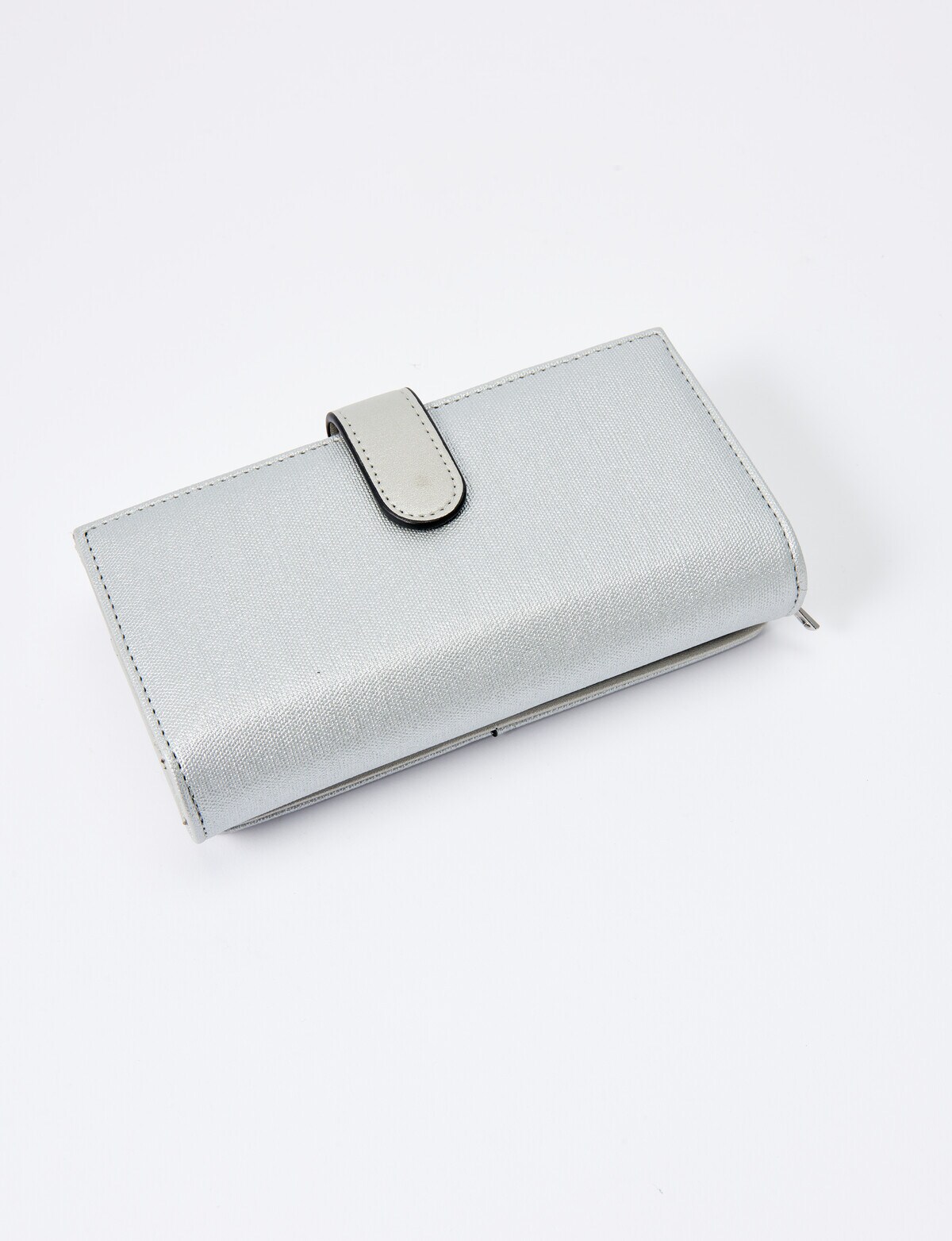 Pronta Moda Flap Large Wallet, Silver - Wallets