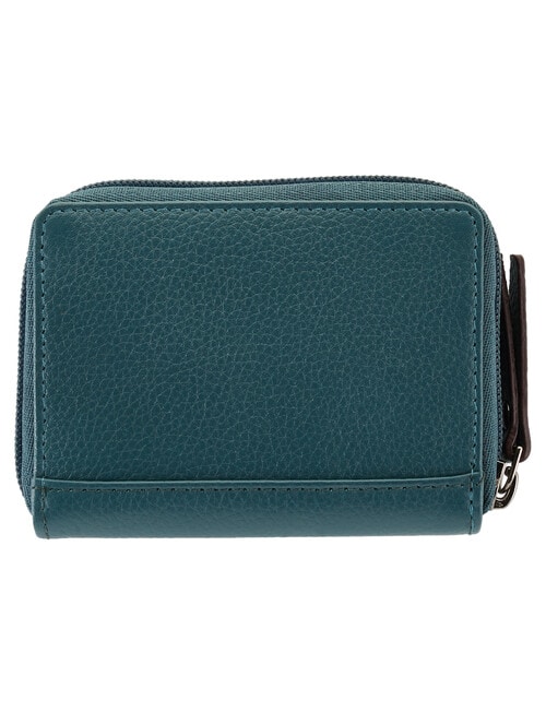 Carte Leather Small Zippy Wallet, Petrol Green product photo View 02 L