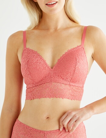 Lyric Sienna Wire-free Lace Bra, Coral product photo