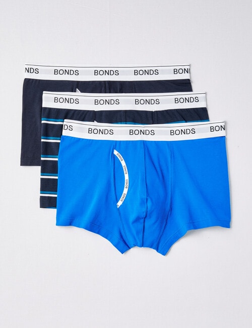Bonds Guyfront Trunk, 3-Pack, Blue, Navy & Stripe - Underwear