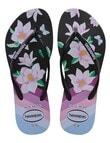 Havaianas Slim Floral Jandal, Black & Lavender product photo