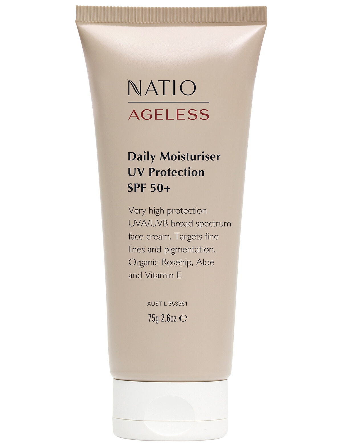 Natio Ageless Daily Moisturiser UV Protection SPF 50+, 75g