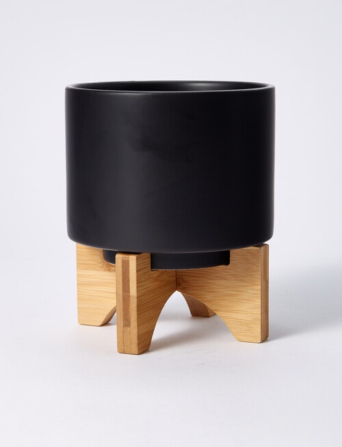 M&Co Pure Cylinder Standing Pot, Black product photo View 02 L