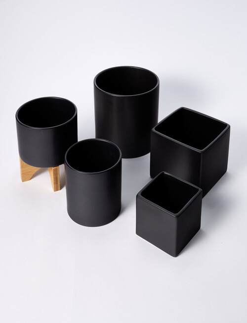 M&Co Pure Cylinder Standing Pot, Black product photo View 04 L