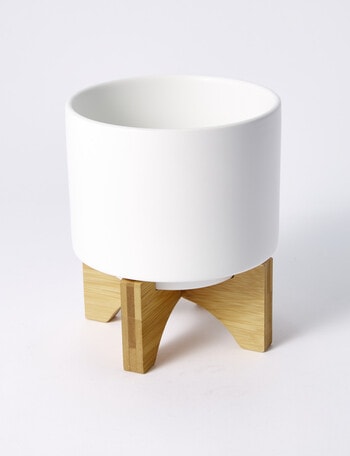 M&Co Pure Cylinder Standing Pot, White product photo
