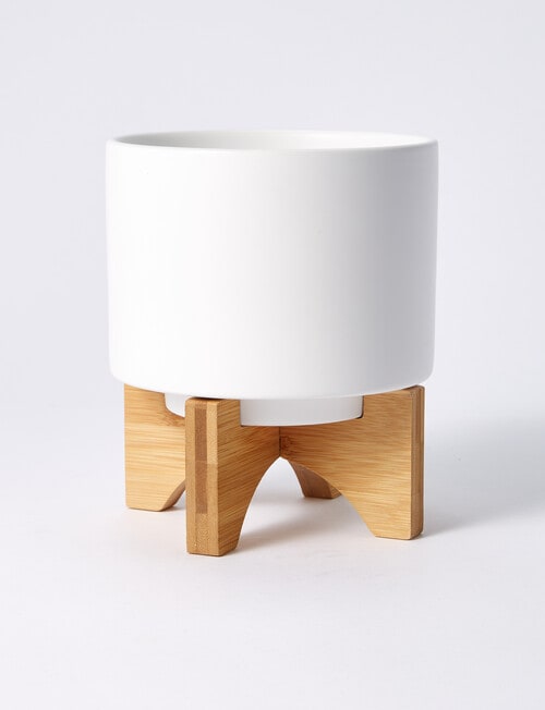 M&Co Pure Cylinder Standing Pot, White product photo View 02 L