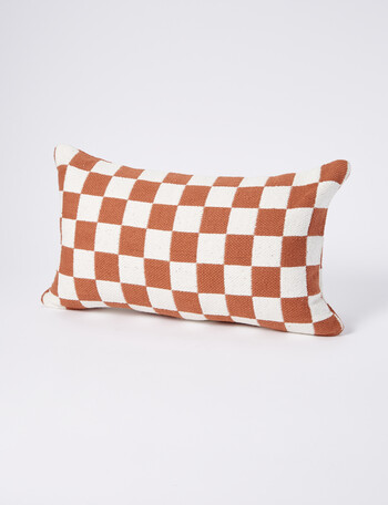 M&Co Checkered Cushion 30x50, Leather Brown product photo