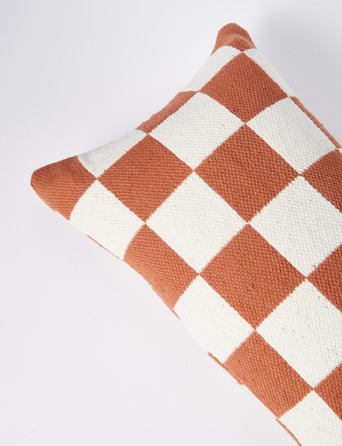 M&Co Checkered Cushion 30x50, Leather Brown Lounge Cushions & Throws