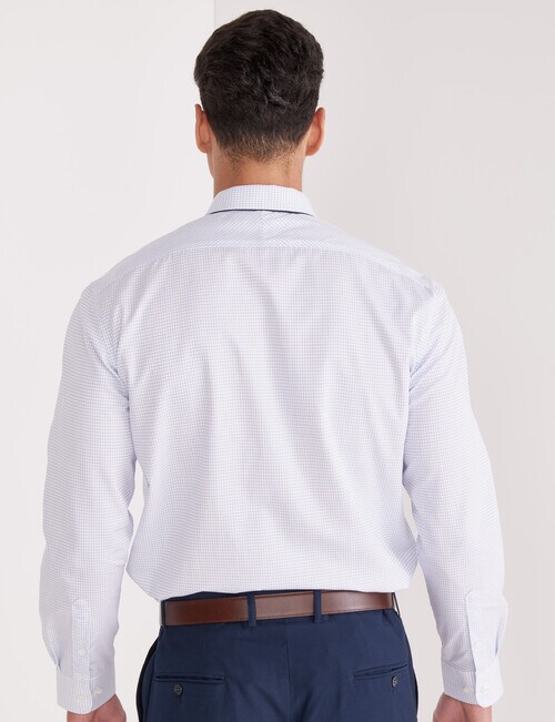 Laidlaw + Leeds Mini Check Long Sleeve Shirt, White & Blue product photo View 02 L