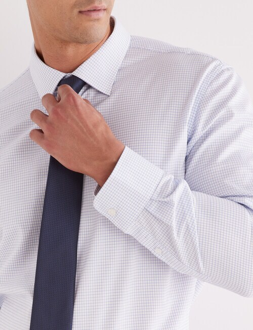 Laidlaw + Leeds Mini Check Long Sleeve Shirt, White & Blue product photo View 04 L
