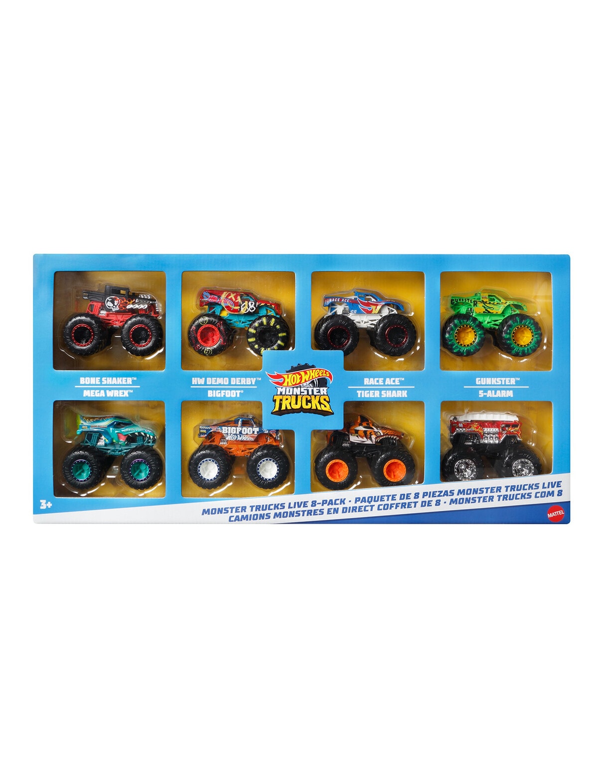  Hot Wheels Monster Trucks, Transporter and Racetrack, Includes  1:64 Scale Bone Shaker Monster Truck and 1:64 Die-Cast Toy Car : Toys &  Games