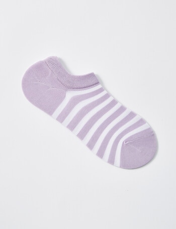 DS Socks Cotton Tencel Liner Sock, Purple & White Stripe product photo