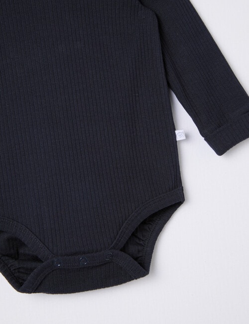 Teeny Weeny Rib Long-Sleeve Bodysuit, Navy product photo View 02 L