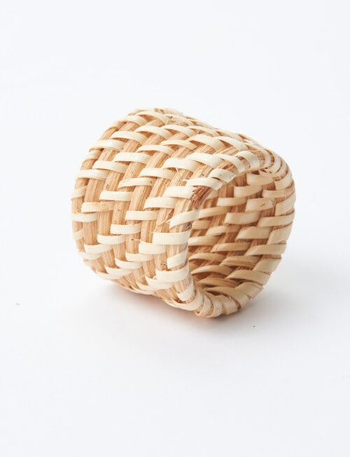 Amy Piper Rattan Napkin Rings, Set of 4, Natural product photo View 02 L