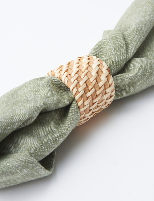 Amy Piper Rattan Napkin Rings, Set of 4, Natural product photo View 03 L