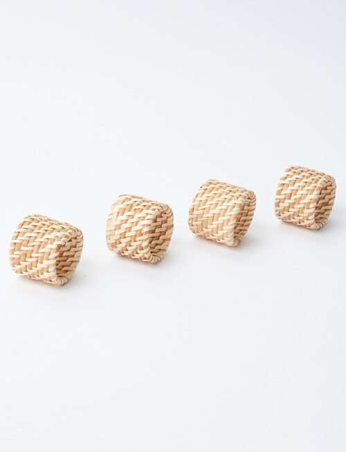Amy Piper Rattan Napkin Rings, Set of 4, Natural product photo View 04 L