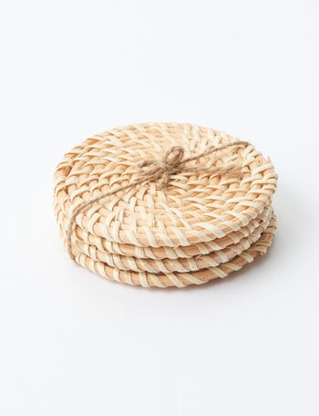 Amy Piper Rattan Coasters, Set of 4, Natural product photo