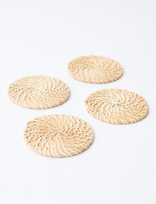 Amy Piper Rattan Coasters, Set of 4, Natural product photo View 02 L