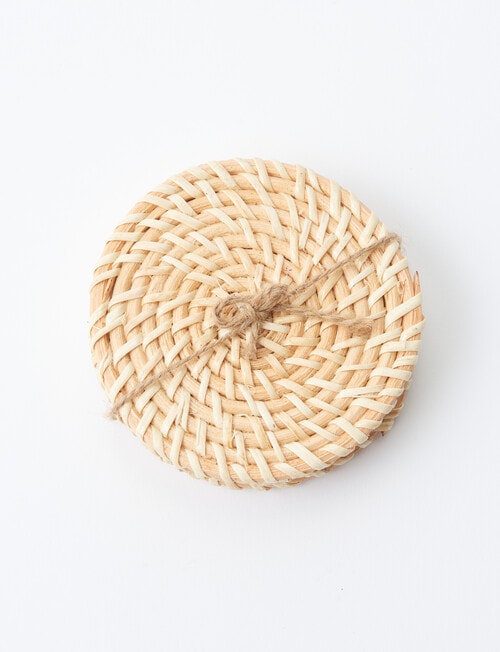Amy Piper Rattan Coasters, Set of 4, Natural product photo View 04 L