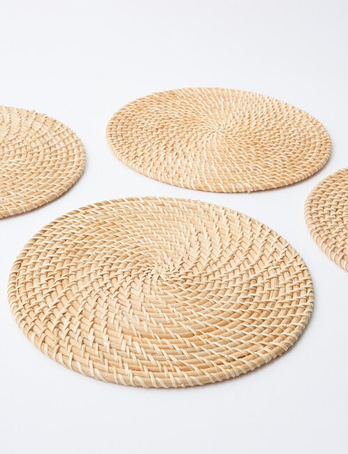 Amy Piper Rattan Set of 4 Placemat, 30cm, Natural product photo View 02 L