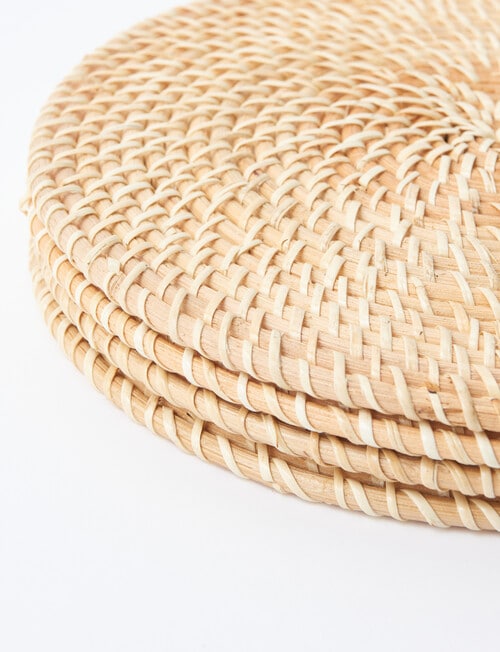 Amy Piper Rattan Set of 4 Placemat, 30cm, Natural product photo View 03 L