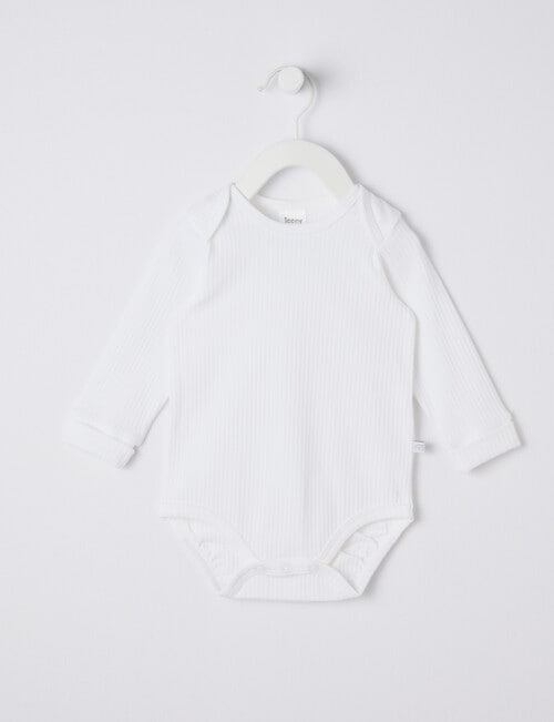 Teeny Weeny Rib Long-Sleeve Bodysuit, Vanilla product photo