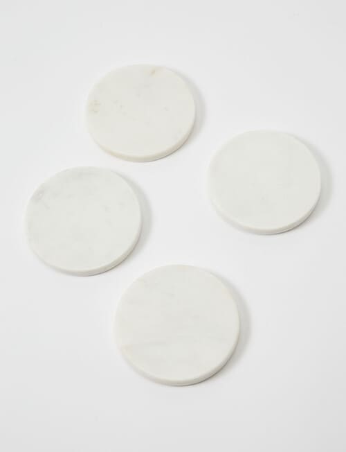 Amy Piper Marble Coaster Round, White, Set of 4 product photo