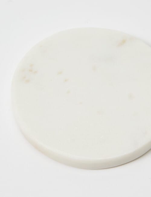 Amy Piper Marble Coaster Round, White, Set of 4 product photo View 03 L