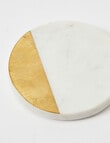 Amy Piper Marble Coaster Round, Gold & White, Set of 4 product photo View 03 S