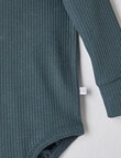 Teeny Weeny Rib Long-Sleeve Bodysuit, Charcoal Green product photo View 02 S