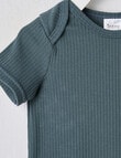 Teeny Weeny Rib Short-Sleeve Bodysuit, Charcoal Green product photo View 02 S