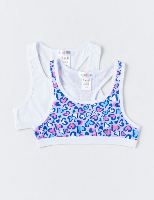 Blue Ink White & Animal Print Crop Racer Back Top, 2-Pack, 6-16 product photo