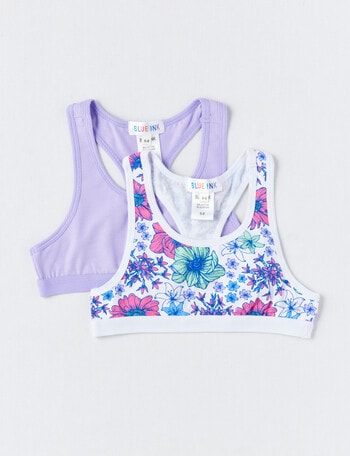 Blue Ink White & Floral Print Crop Racer Back Top, 2-Pack, 6-16 product photo