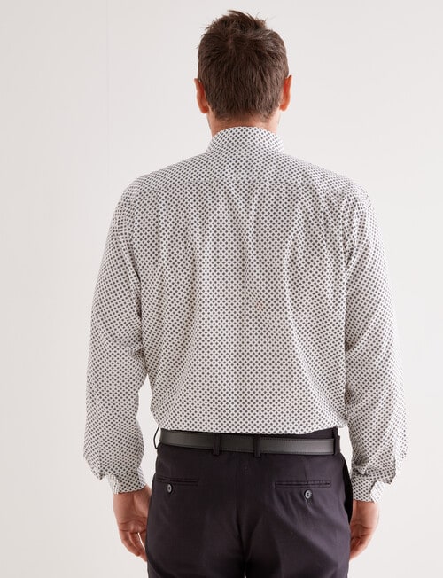 Chisel Formal Ditsy Flake Print Long Sleeve Shirt, White & Black product photo View 02 L
