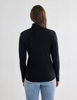 North South Merino Long Sleeve Roll Neck Top, Black product photo View 02 S