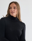 North South Merino Long Sleeve Roll Neck Top, Black product photo View 04 S