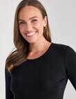 North South Merino Long Sleeve Round Neck Top, Black product photo