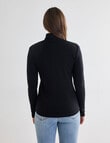 North South Merino Long Sleeve Roll Neck Top, Black product photo View 02 S