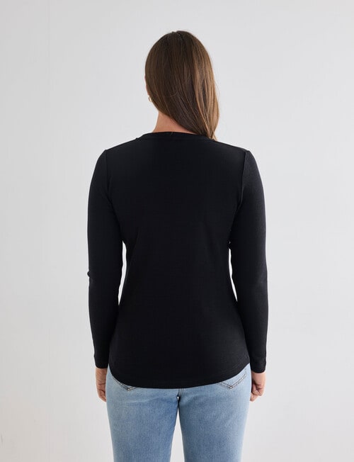 North South Merino Long Sleeve Round Neck Top, Black product photo View 02 L