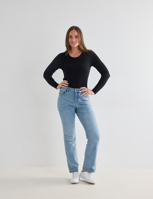 North South Merino Long Sleeve Round Neck Top, Black product photo View 03 L