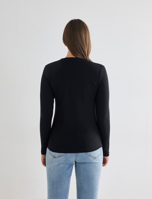 North South Merino Long Sleeve V Neck Top, Black product photo View 02 L
