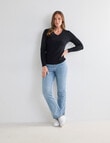 North South Merino Long Sleeve V Neck Top, Black product photo View 03 S