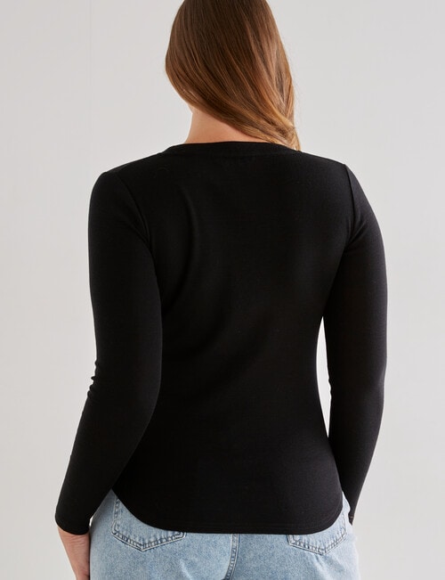 North South Merino Long Sleeve Scoop Neck Top, Black product photo View 02 L