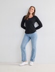 North South Merino Long Sleeve Scoop Neck Top, Black product photo View 03 S