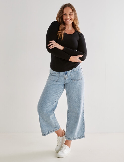 North South Merino Long Sleeve Scoop Neck Top, Black product photo View 03 L