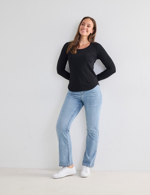 North South Merino Long Sleeve Scoop Neck Top, Black product photo View 03 L