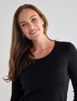 North South Merino Long Sleeve Scoop Neck Top, Black product photo View 04 S