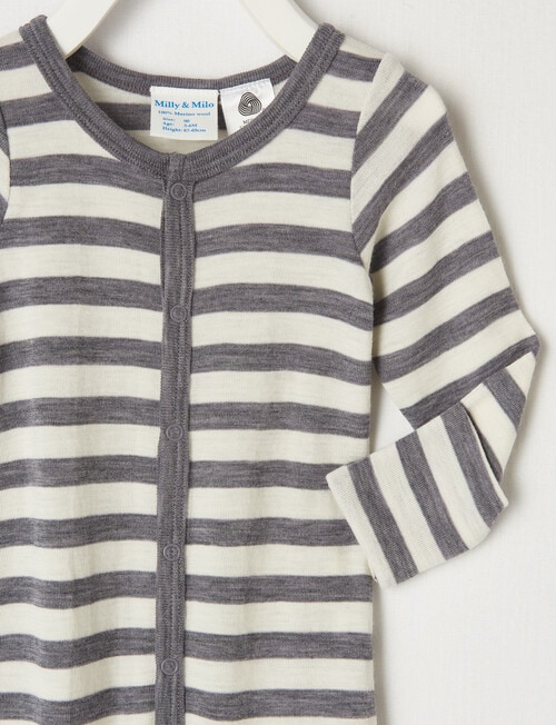 Milly & Milo Essentials Merino Sleepsuit, Grey product photo View 02 L