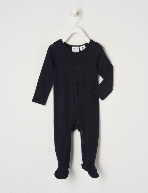Milly & Milo Essentials Merino Sleepsuit, Navy Blue product photo