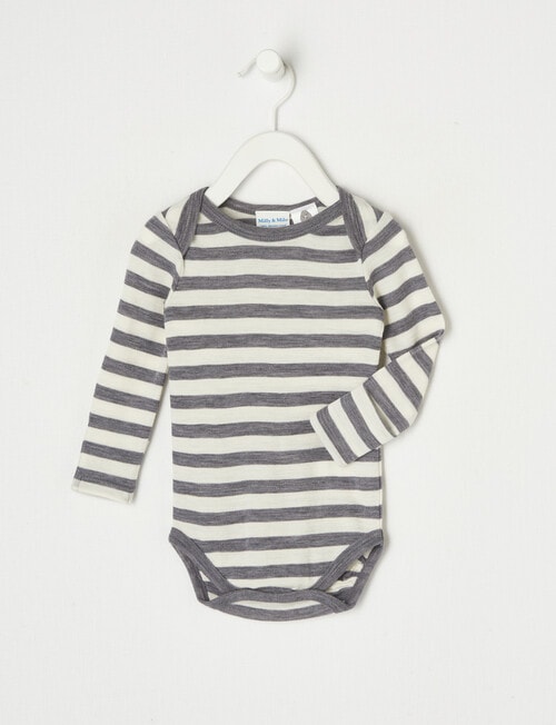 Milly & Milo Essentials Merino Long-Sleeve Bodysuit, Grey product photo